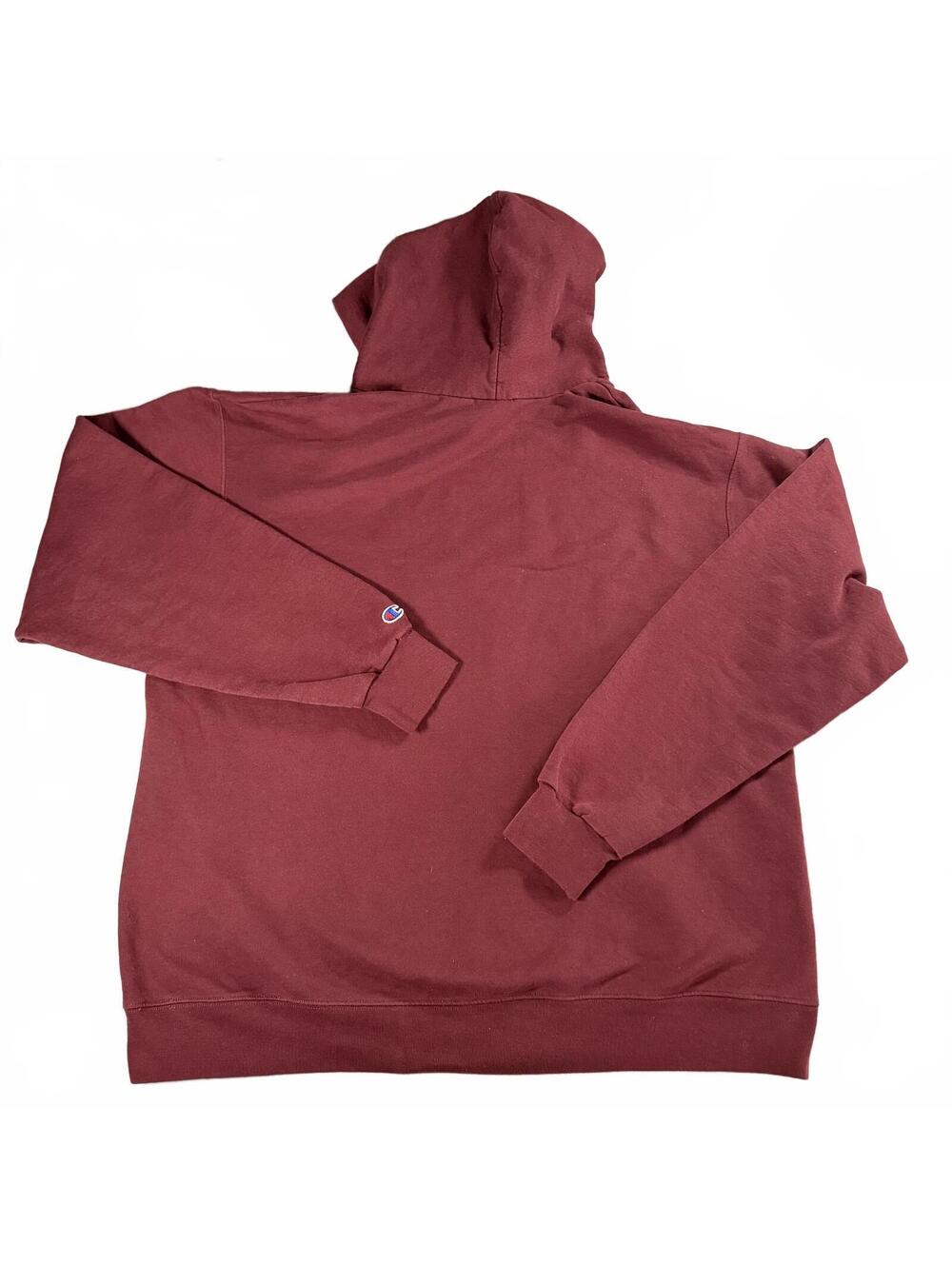 Vintage Champion Eco Fleece Dean College Hoodie Maroon XL - Distressed - Picture 8 of 8